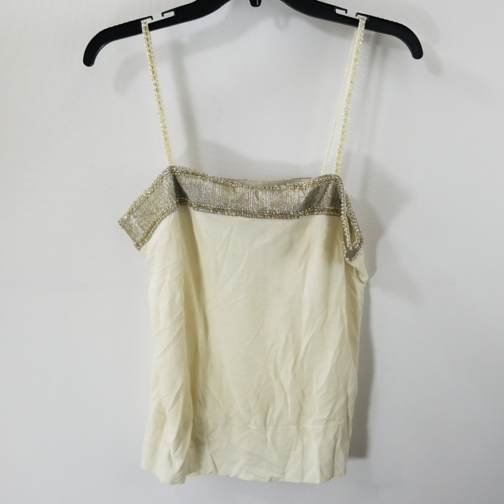 Iisli New York Off White Beaded Tank Top Size M
